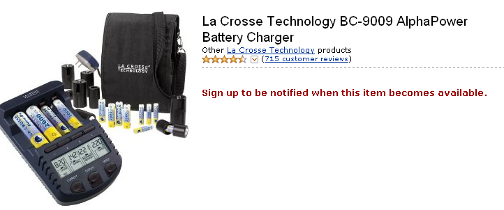 Defective battery charger no longer available on Amazon Defective La Crosse BC-9009 no longer available